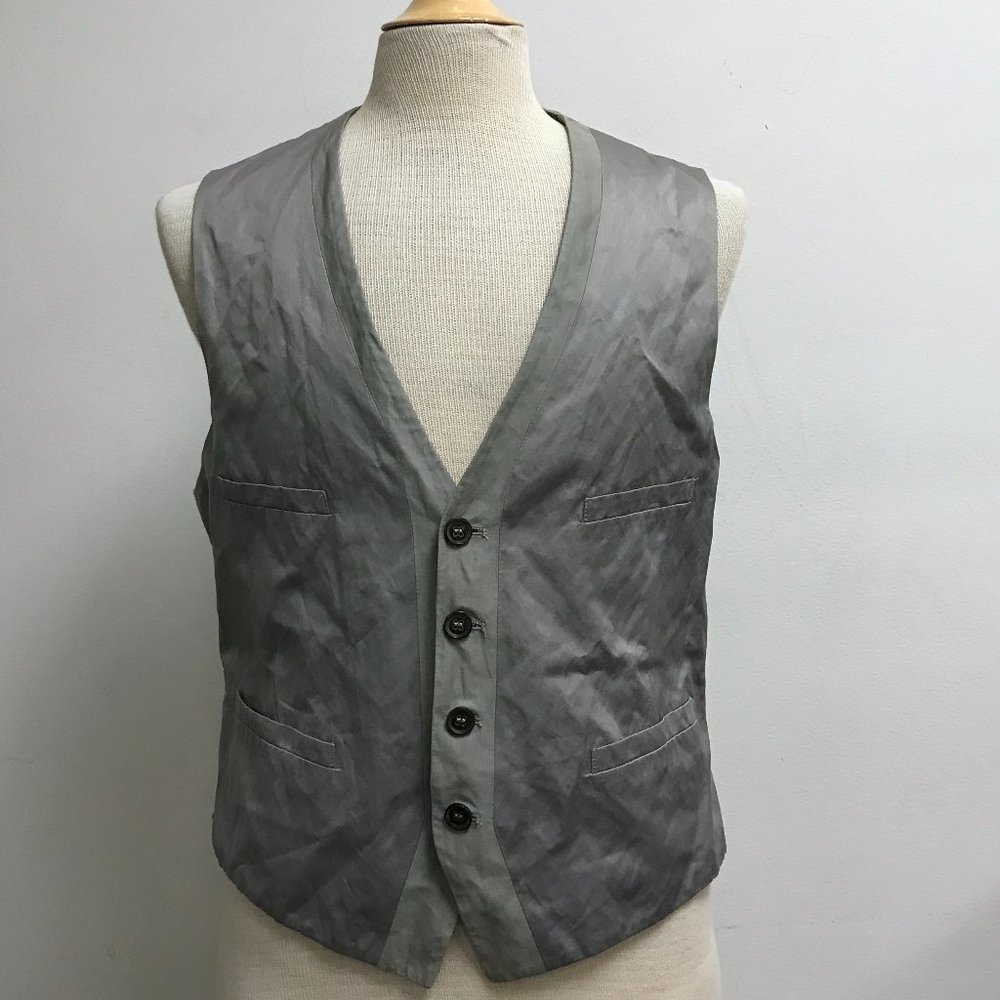 John Varvatos button up gray two tone cotton vest made in Italy 52 m / l